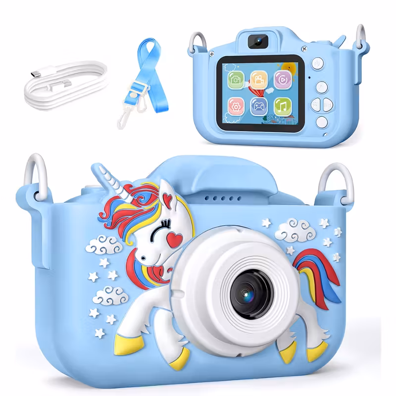 Câmera Infantil 48mp Full Hd Com 5 Jogos, Tela 2 Ips, À Prova Dágua, Bateria Recarregável Presente Para Crianças Rosae