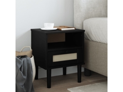 Vidaxl Mesa De Cabeceira Senja 40x35x48 Cm Pinho Maciço Preto