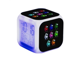 Relógio Alarme Led Colorido Com Luz De Mesa Infantil