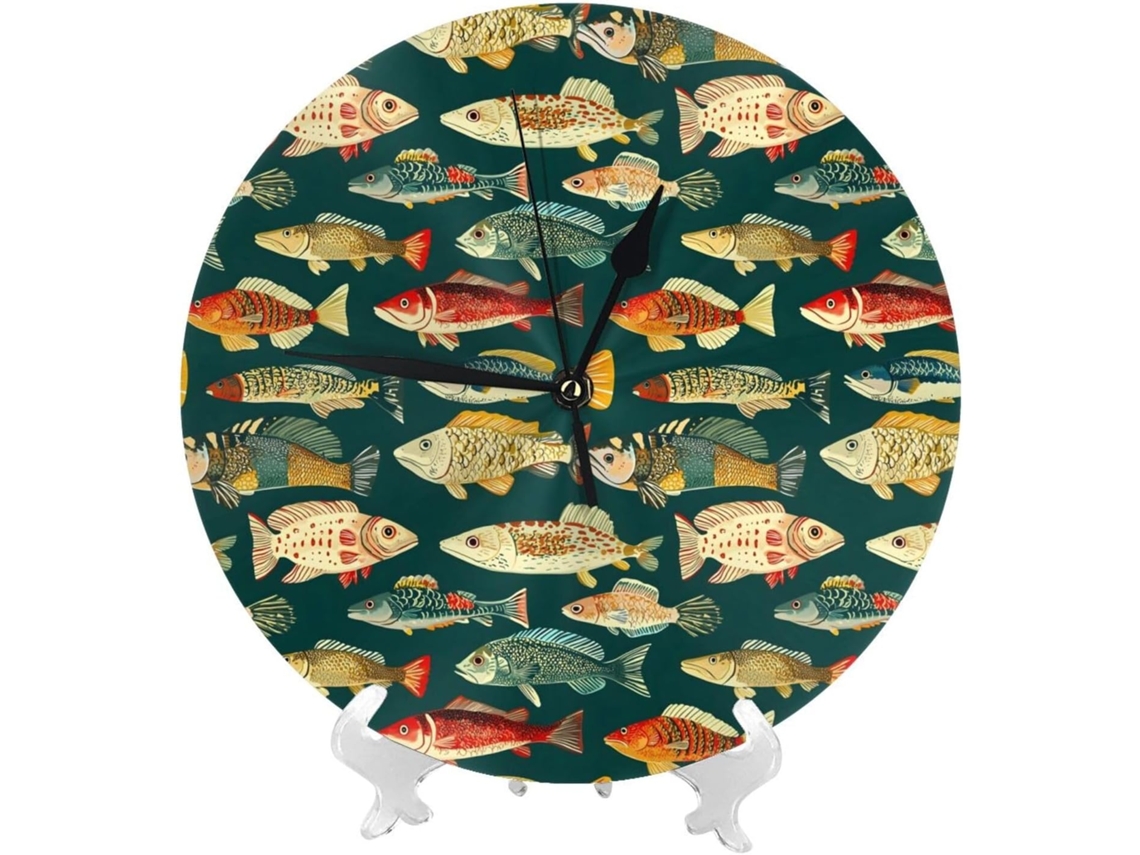 Relógio De Parede De 25cm 10 Polegadas A Bateria, Com Design De Peixes Coloridos, Moderno E Silencioso, Pequeno,