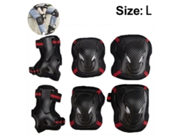 Conjunto de 6 Joelheiras Desportivas Reforçadas grandes nas cores Preto e Vermelho AQUAFORGE