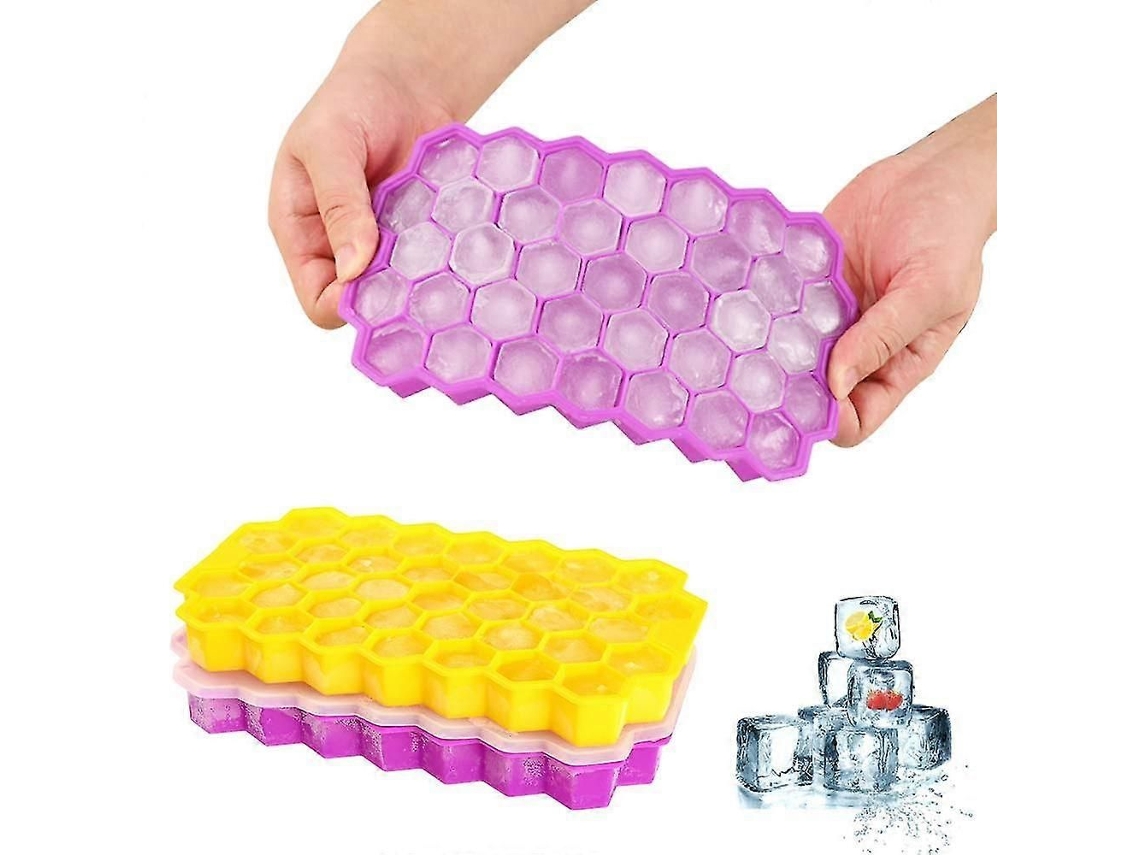 2 Peças De Forma De Gelo De Silicone Com 37 Compartimentos E Tampa - Xinhan