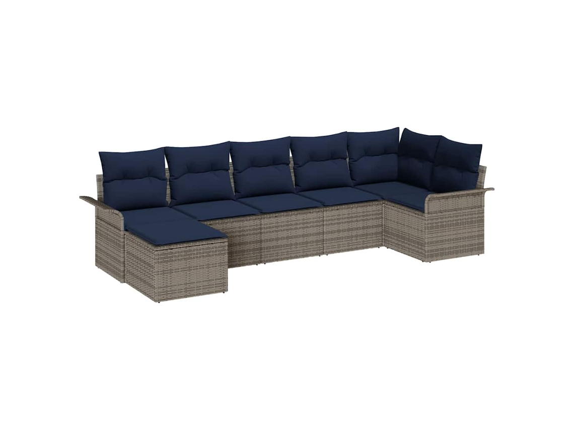 Maison Exclusive - Conjunto De Sofá De Jardim 7 Pcs Cinzento-claro Vime Pe