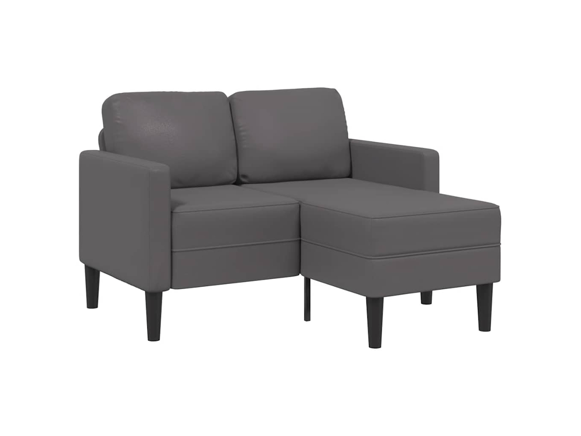 Vidaxl Sofá 2 Lugares Com Chaise Em L 125 Cm Couro Artificial Cinzento