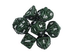 Mali conjunto de 7 Dados Poliédricos Ocos de Metal Verde Escuro para Rpg e Jogos de Tabuleiro