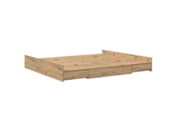 Conjunto 1 Estrutura De Cama Moderna Vidaxl Castanho Madeira De Pinho Maciça (180 X 200 Cm)