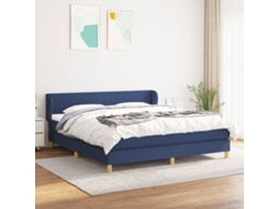 Vidaxl Cama com Molas/colchão 160x200 Cm Tecido Azul
