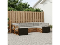 Vidaxl Conjunto De Sofás Para Exterior 6 Pcs Natural E Cinzento-claro