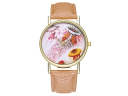 Reloj De Cuarzo Casual Para Hombres Y Mujeres Con Correa De Cuero Pu Beige