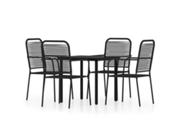 Dining Set, Dining Sets Vidaxl Preto Aço (mesa Com 80 Cm De Comprimento)
