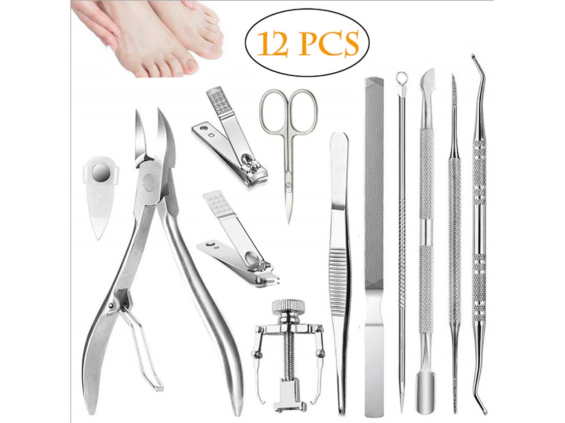 12 Ferramentas De Aço Inoxidável Para Unha Encarnada E Tratamento De Pedicura Ferramentas De Pedicura