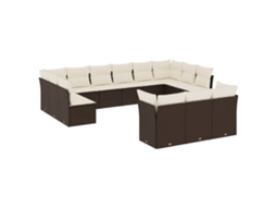 Conjunto de 13 Sofás para Jardim com Almofadões Vime Pe Castanho MAISON EXCLUSIVE (90x200 cm)