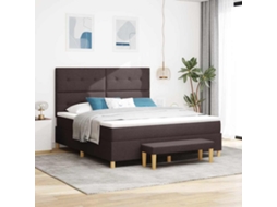 Vidaxl Cama Box Com Cabeceira Castanho Escuro 200 X 180 Cm Tecido
