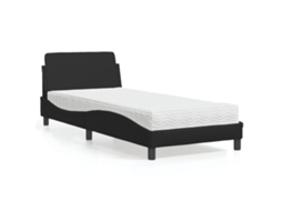 Vidaxl Cama Com Colchão Dover 80x200 Cm Couro Artificial Preto