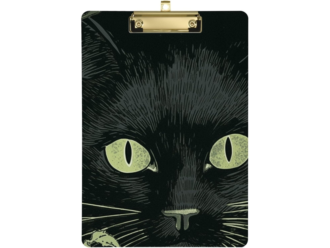 Olhos De Gato Verdes Prancheta Metal E Plástico Grosso