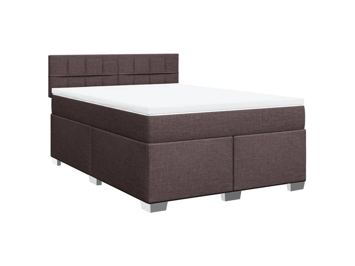 Cama com Molas/Colchão 140x200 Cm em Tecido Castanho Escuro MAISON EXCLUSIVE