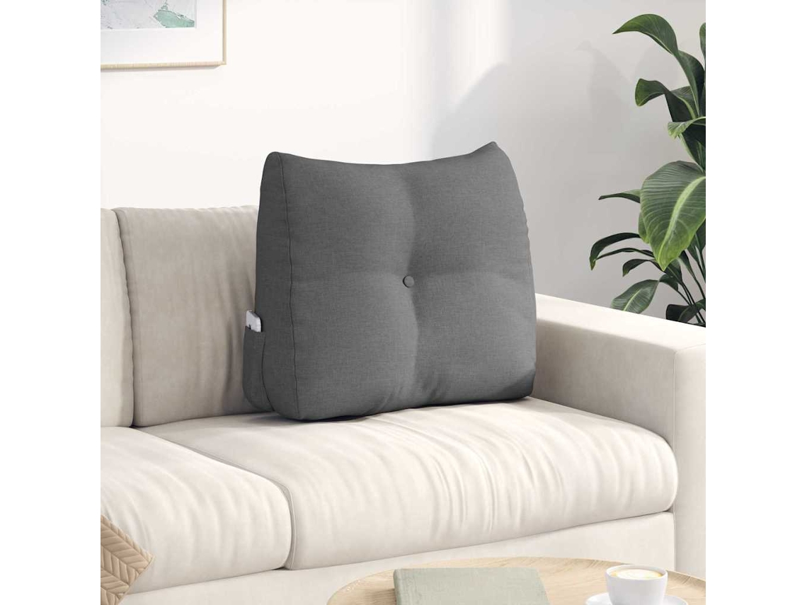 Vidaxl Travesseiro Para Costas Cinza Escuro 60 X 24 X 50 Cm Tecido
