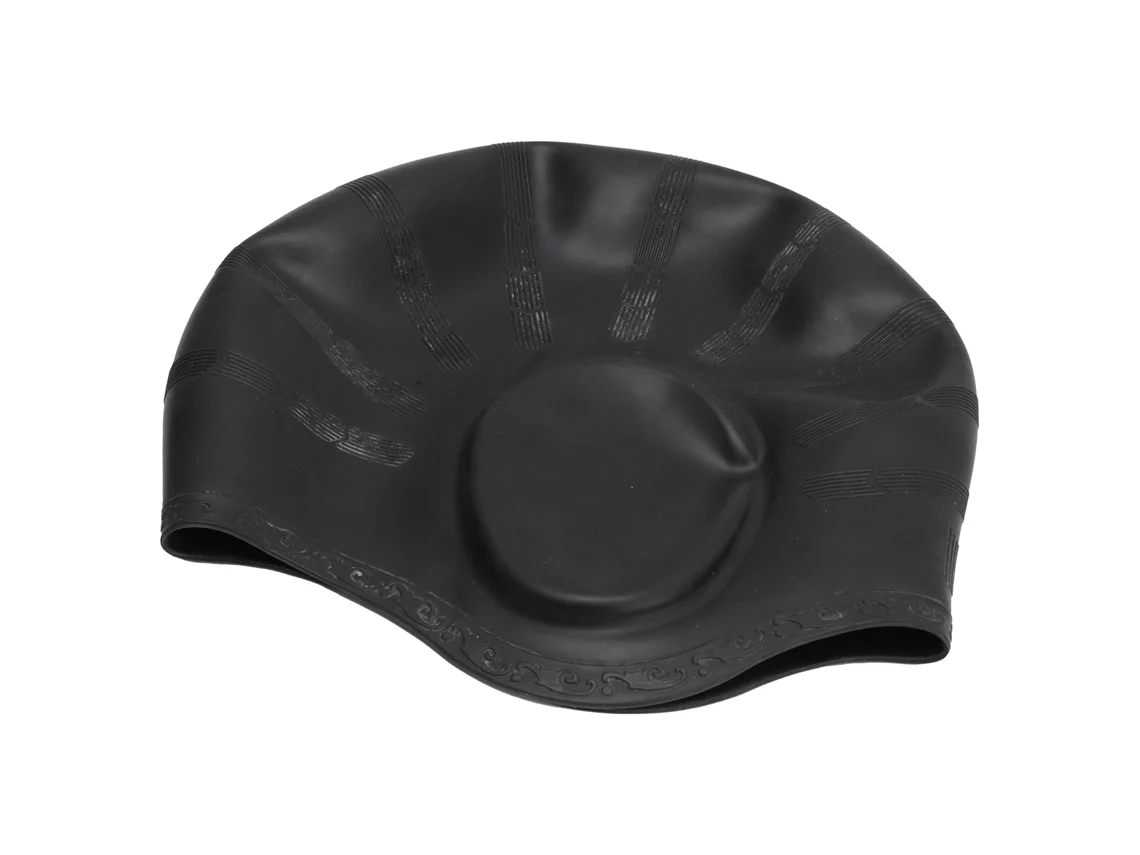 Boné de natação de silicone com proteção auricular ergonômico tridimensional impermeável preto