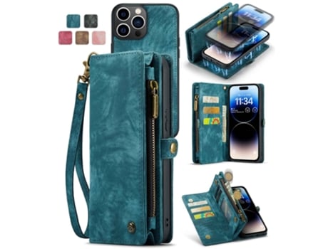 Capa Inch Para Iphone 13 Pro Caseme Pele Sintética Anti-riscos Azul