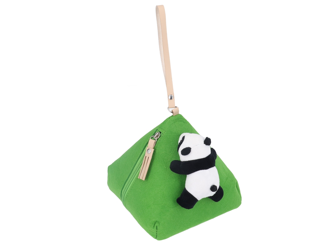 Carteira de Moedas Triangular em Feltro com Forma Zongzi e Capacidade para Chaves e Cosméticos S/MARCA