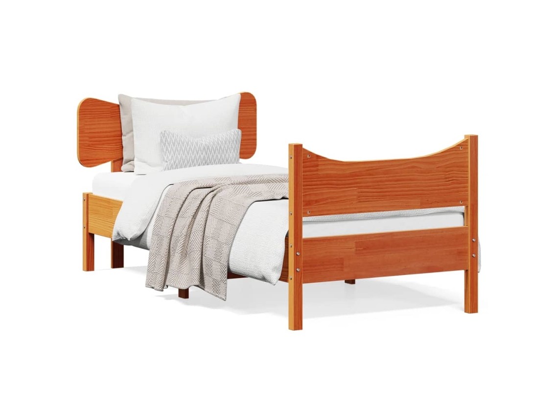 Cama Sem Colchão 100x200 Cm Pinho Maciço Castanho mel MAISON EXCLUSIVE