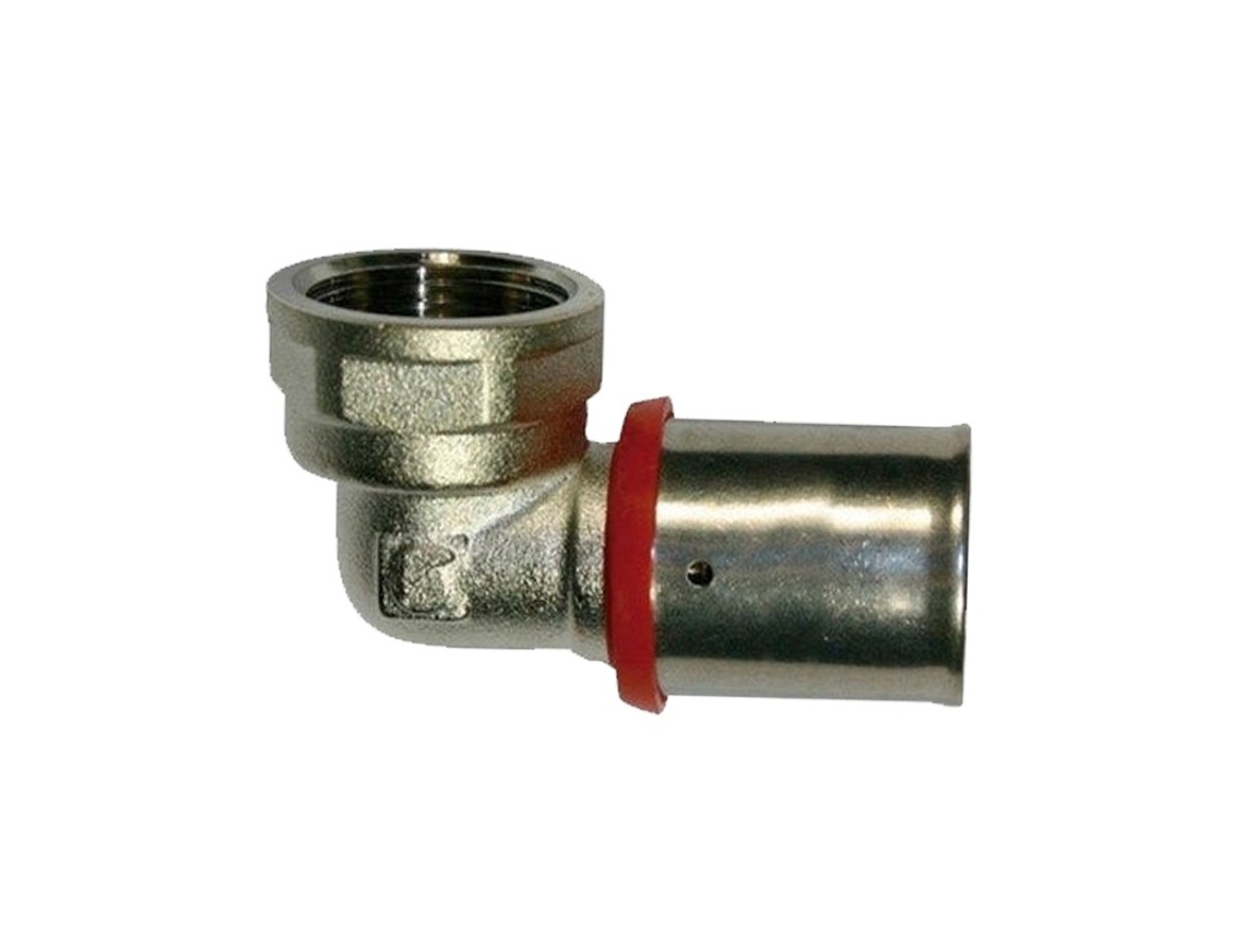 Cotovelo fêmea 1/2 para tubo multicamadas de 20 mm, uso com máquina de crimpagem, cinza Suinga