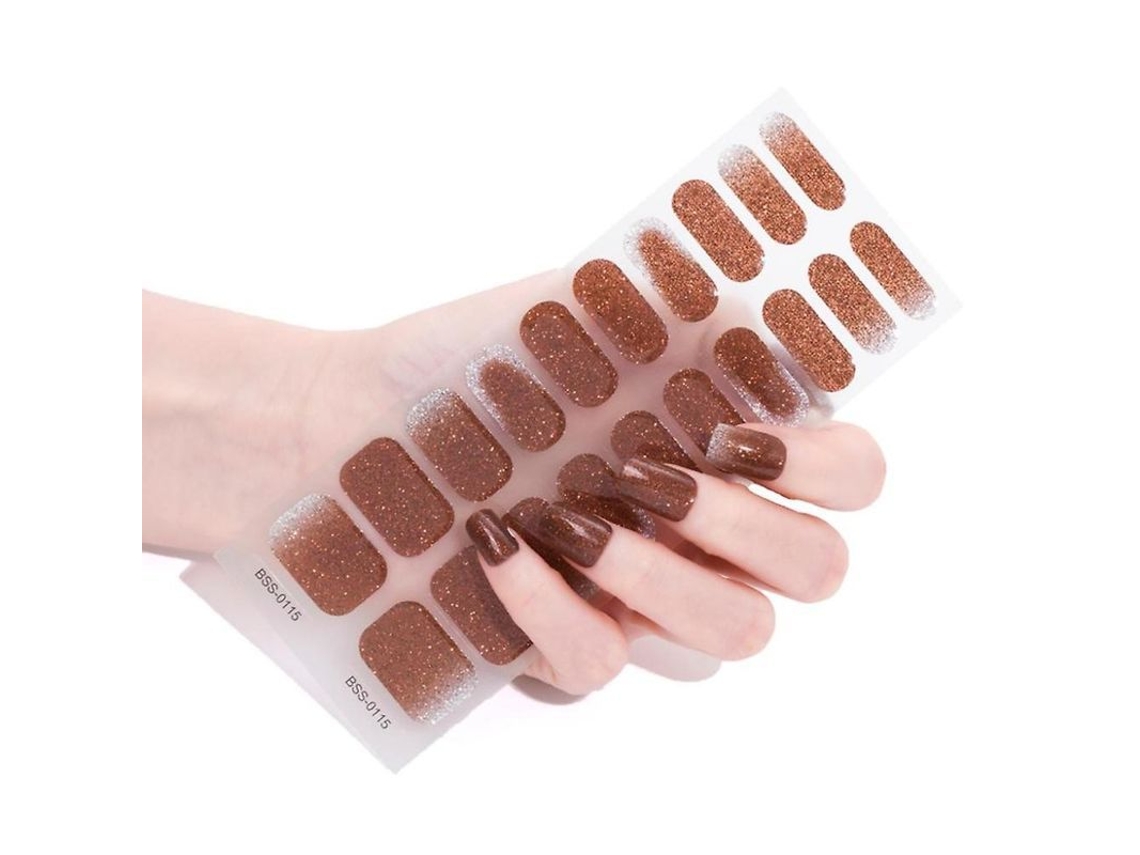 Stickers de Unhas de Gel Semicuradas 20pcs com Lixa e Palitos de Álcool Requer Lâmpada Uv/led