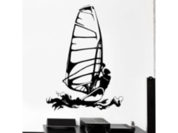Adesivos de parede autoadesivos com tema de veleiro, surfista, água, kitesurf e surfe; adesivos de vinil para portas e janelas de quarto.