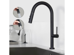 Torneira Misturadora De Cozinha, Misturador Para Pia Preto Fosco Com Dois Modos De Pulverização, Aço Inoxidável Com Bica Alta, Design Comercial