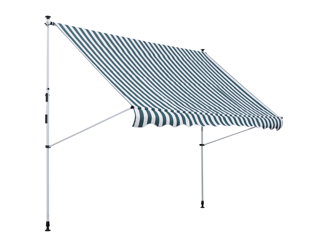 Toldo Manual Retrátil, 300x150x170cm, alumínio, polietileno, altura ajustável, manivela, verde S/MARCA