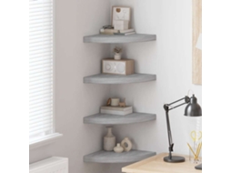 Vidaxl Prateleiras Canto Parede 4 Pcs 35x35x3,8cm Mdf Cinzento Cimento