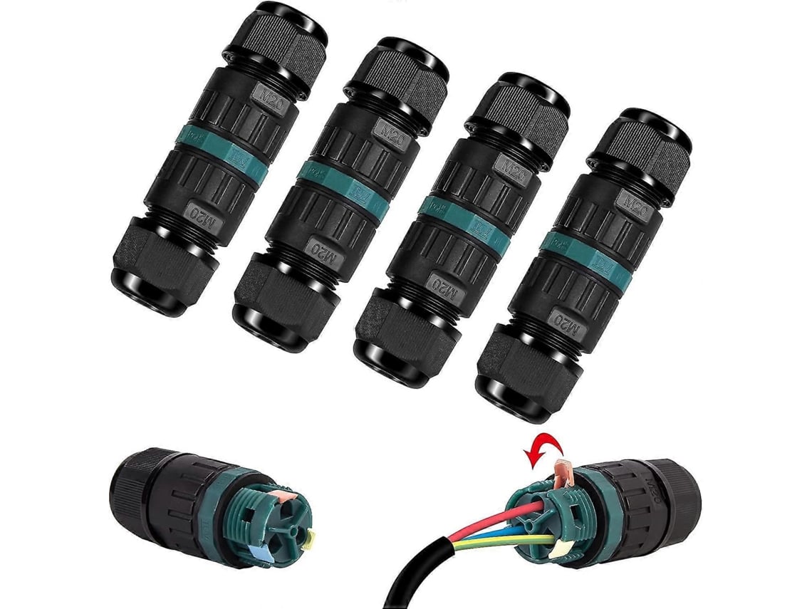 Conjunto de 4 Conectores Elétricos IP68 3 Pines S/MARCA