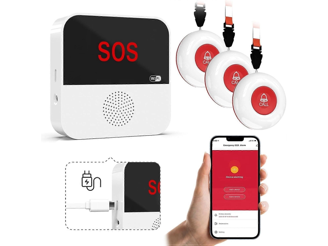 Botão De Chamada Inteligente Sem Fio Recarregável Via Wi-fi, Modelo Mais Recente De 2025, Para Cuidadores, Enfermeiros E Outros Pacientes. Sistem