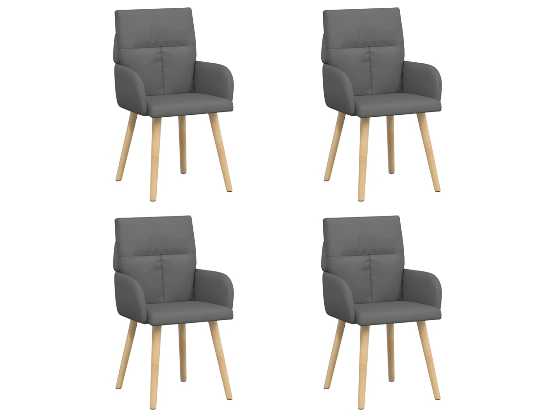 Conjunto 4 Móveis De Jantar Vidaxl Cinzento Escuro Tecido (60 X 56 X 96 Cm)