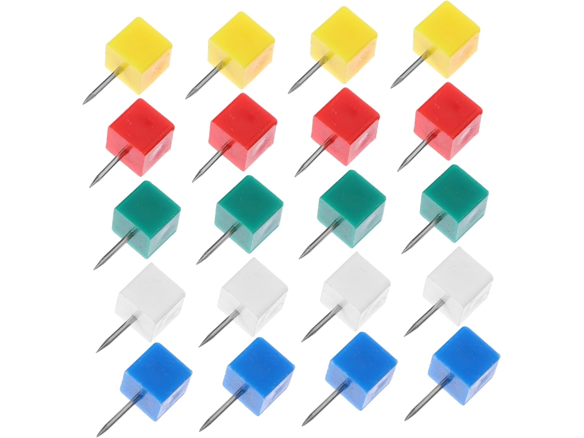 Tachinhas de mapa com cabeça quadrada, 100 unidades, bases de plástico e aço, ideais para uso diário e fora de mesa.