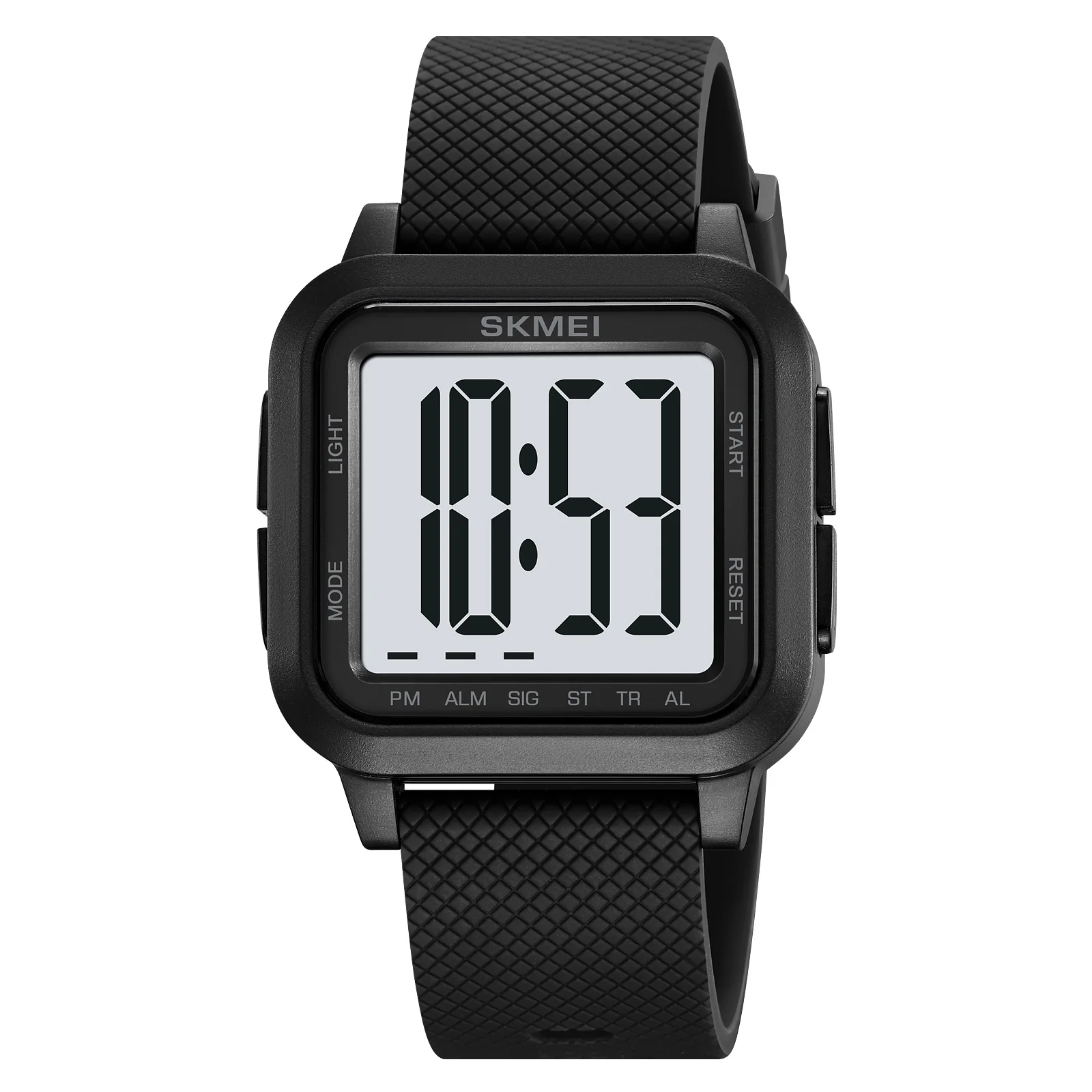 Relógio De Pulso Digital Minimalista Com Caixa Quadrada (preto E Branco), Visor Numérico Grande, Resistente À Água E Multifuncional