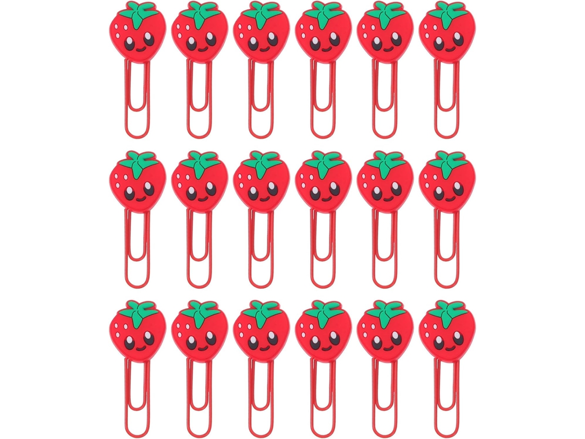 Clipes de papel Sewacc de tamanho médio com estampa Morango, pacote com 30 unidades em PVC, marcadores de livros divertidos.