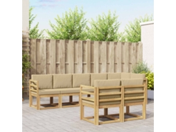 Vidaxl Conjunto De Sofás Para Exterior 8 Unid. Branco E Bege Poliéster