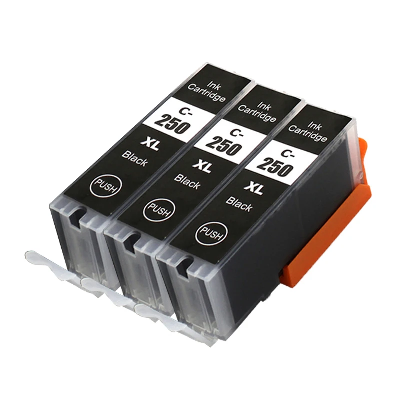 3 Tinteiros Pretos Pgi250 Pgi 250 Cli 251 para Impressoras Canon Pixma Mg5420 Mg5422 Mg5520 Mg5522 Mg6420 Ip7220 Mx722 Mx922 Ix6820 MDUG