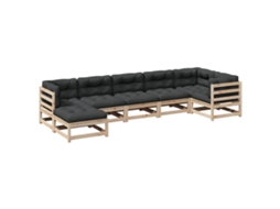 Conjunto 7 Sofás de Jardim com Almofadões Pinho VIDAXL Maciço