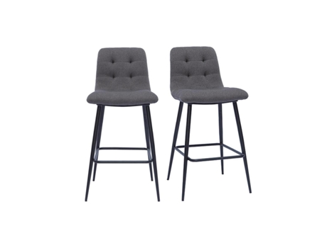 Conjunto de 2 bancos de cozinha de design em tecido cinza e metal com 65 cm de altura Escape MILIBOO