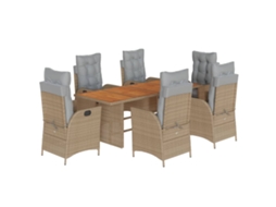 Maison Exclusive - 7 Pcs Conj. Jantar Jardim C/ Almofadões Vime Pe Bege Misturado