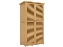 Cômoda De Jardim Resistente, Com 2 Portas Com Fechadura, Em Madeira De Pinho, 87 Cm (comprimento) X 46,5 (largura) X 160 (altura), Amarelo Claro.