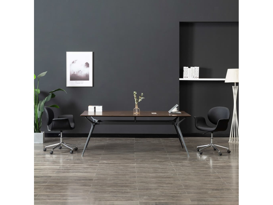 Vidaxl Cadeira De Jantar Giratória Couro Artificial Preto
