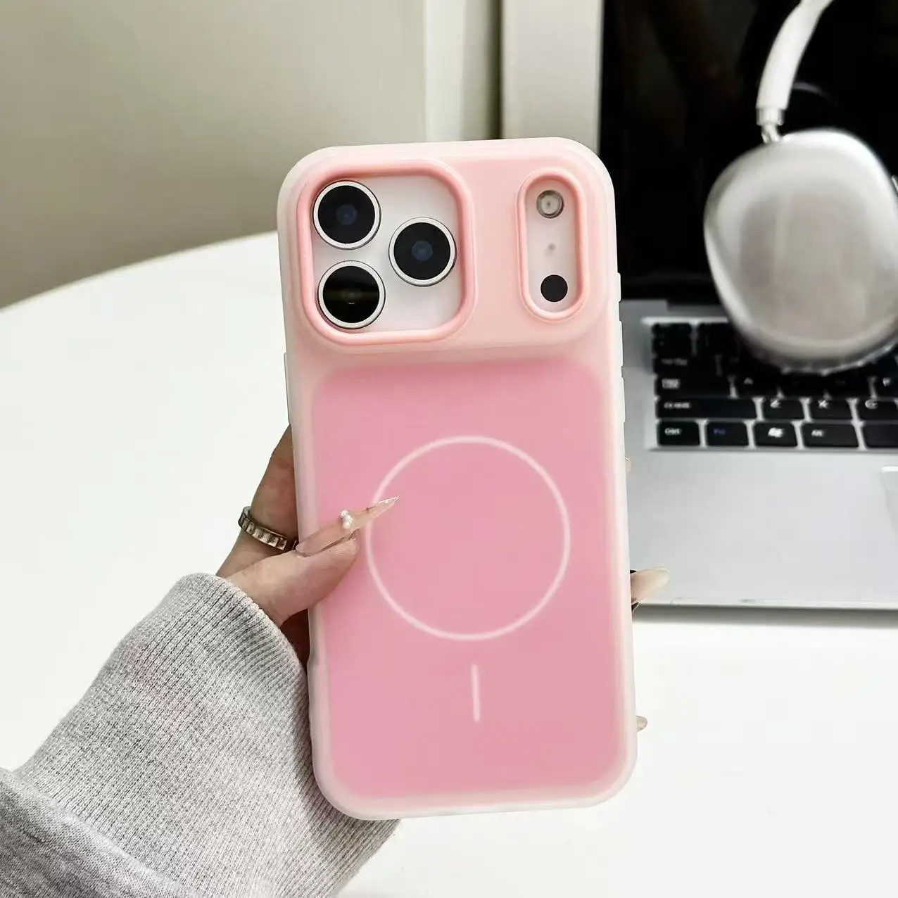 Capa Magnética 2 Em 1 Para Iphone 13 (rosa), Compatível Com Carregamento Sem Fio Magsafe, Com Acabamento Fosco.