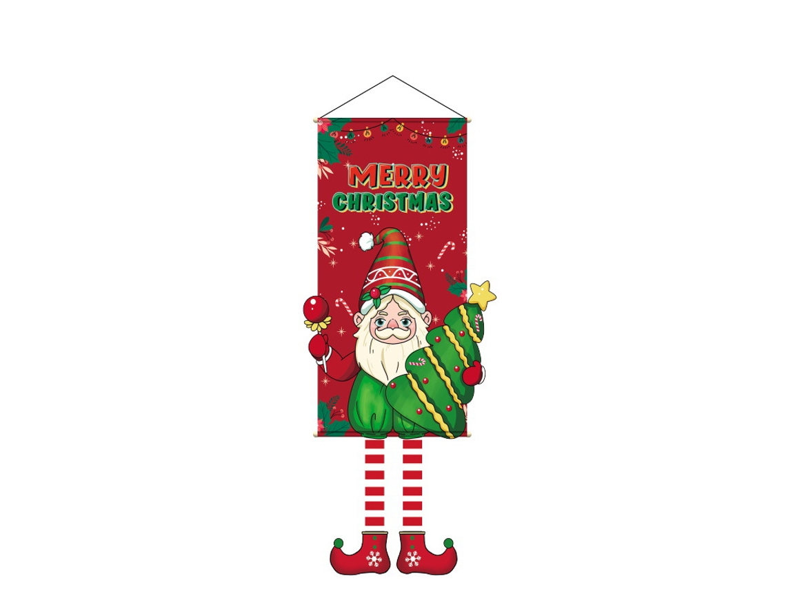 Lurelia Cenário Natalício Festa Natal Estilo Elfo Faixa Tecido Pendurar 110 X 40 Cm