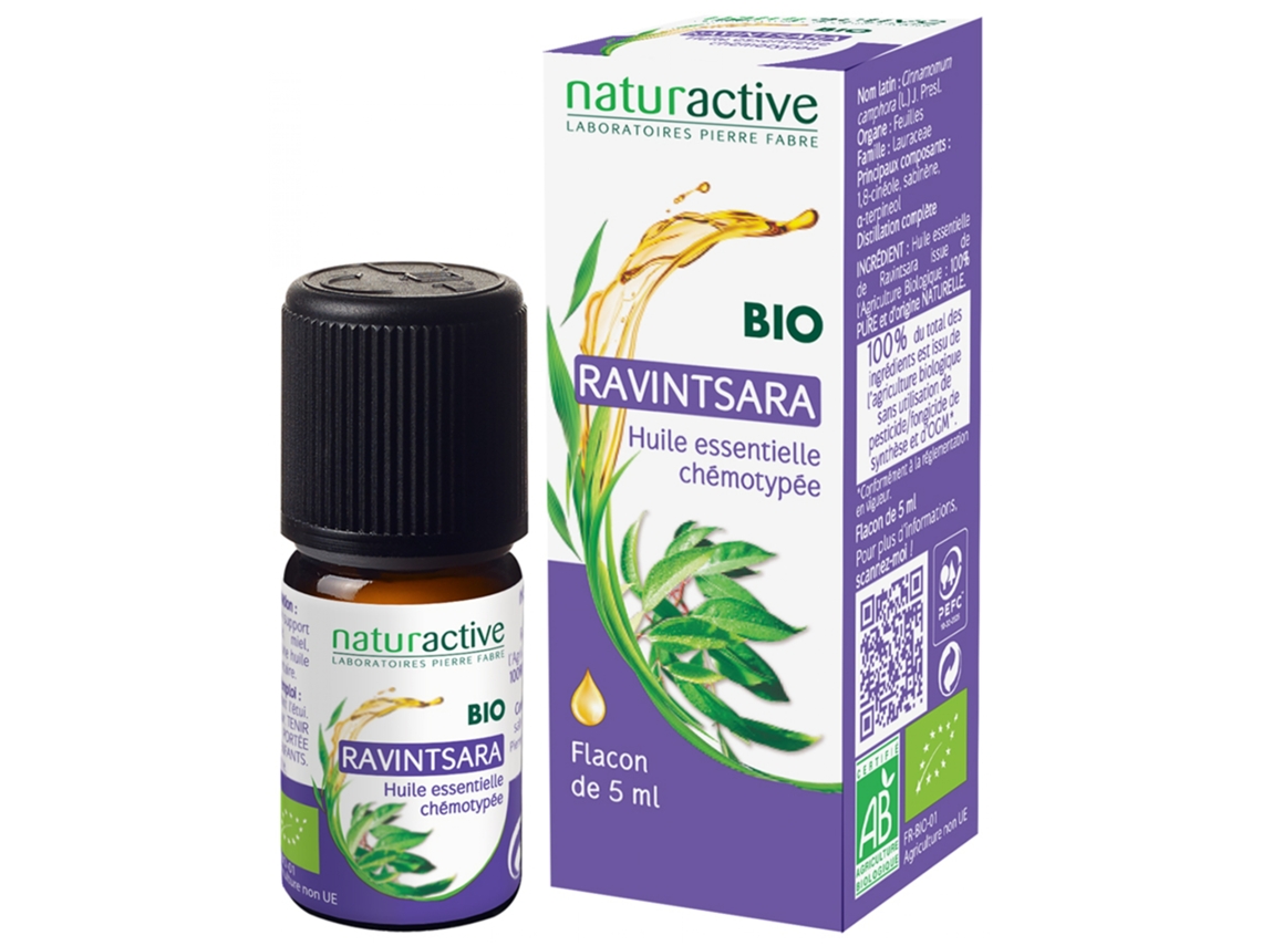 Óleo essencial de cânfora Ravintsara Cinnamomun L J.Prest. Orgânico 5ml NATURACTIVE