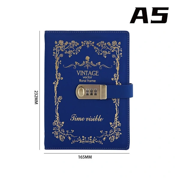 Caderno/ Agenda A5 Simples e Artístico com Estilo Retrô Azul BRILVIBERA