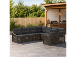 Vidaxl Conjunto De Sofá De Jardim 8 Unid. 8-número De Lugares Cinzento
