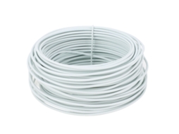 Fio de ferro galvanizado flexível para cabo de telecomunicações em PVC, 1,5 mm x 20 m, extremidade redonda branca.
